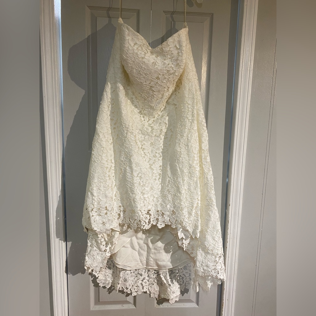 White Lace Strapless Plus Size Weddingdress